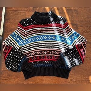 American Eagle Colorful Cropped Balloon Sleeve Knit Sweater Size M